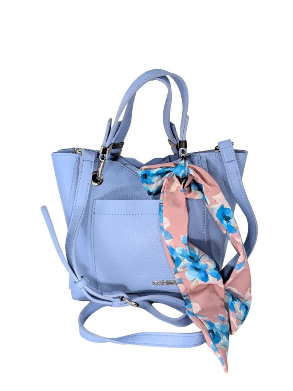 Steve Madden BParker Light Blue Faux Leather Small Satchel Crossbody w/Twilly